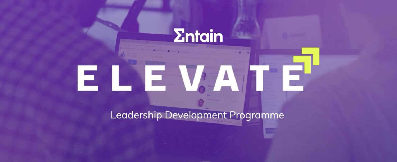 Entain Elevate Leadership Development Programme banner on a purple background.